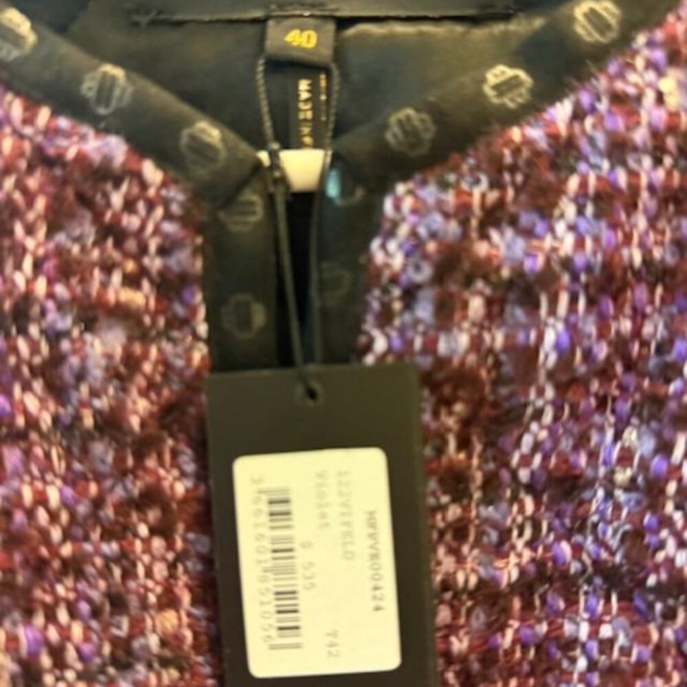 Maje Purple quilted tweed jacket NWT $535 Size 40 - Picture 6 of 8